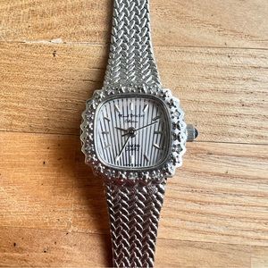 Marcel Drucker ladies silver tone diamond cocktail dress watch NEW BATTERY